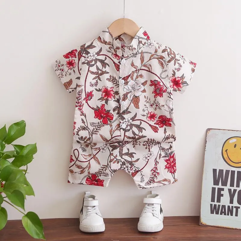 2-piece Floral Short Sleeve Shirt & Floral Shorts for Toddler Boy Children's Clothing