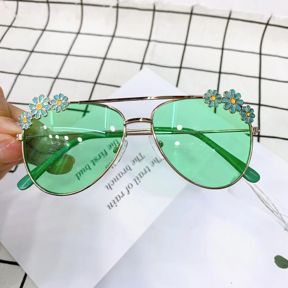 2PCS Summer Children's Fashion Sunglasses Small Daisy Flowers Glasses Accessories Wholesale