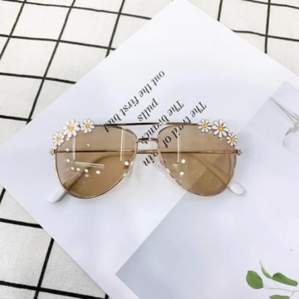 2PCS Summer Children's Fashion Sunglasses Small Daisy Flowers Glasses Accessories Wholesale