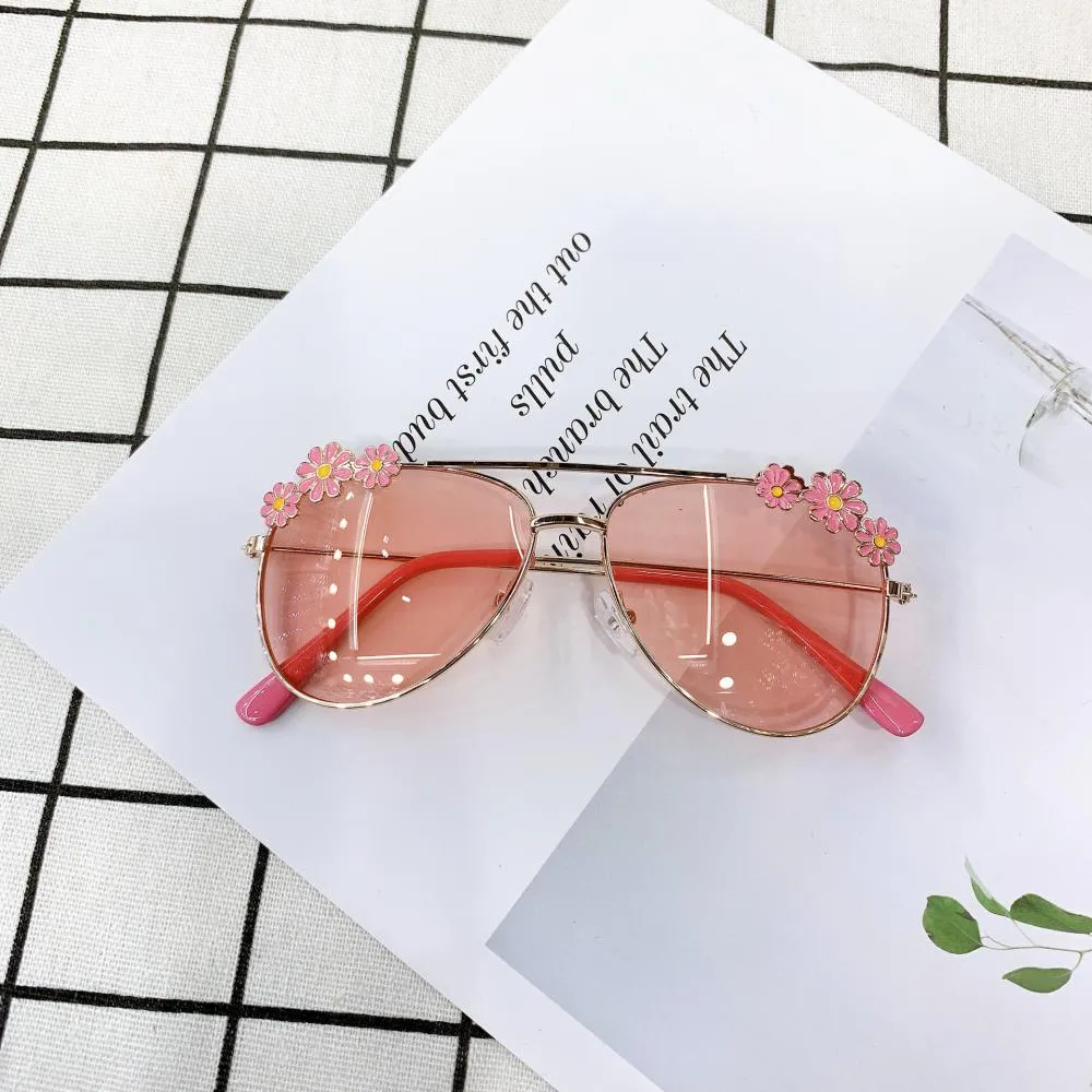 2PCS Summer Children's Fashion Sunglasses Small Daisy Flowers Glasses Accessories Wholesale