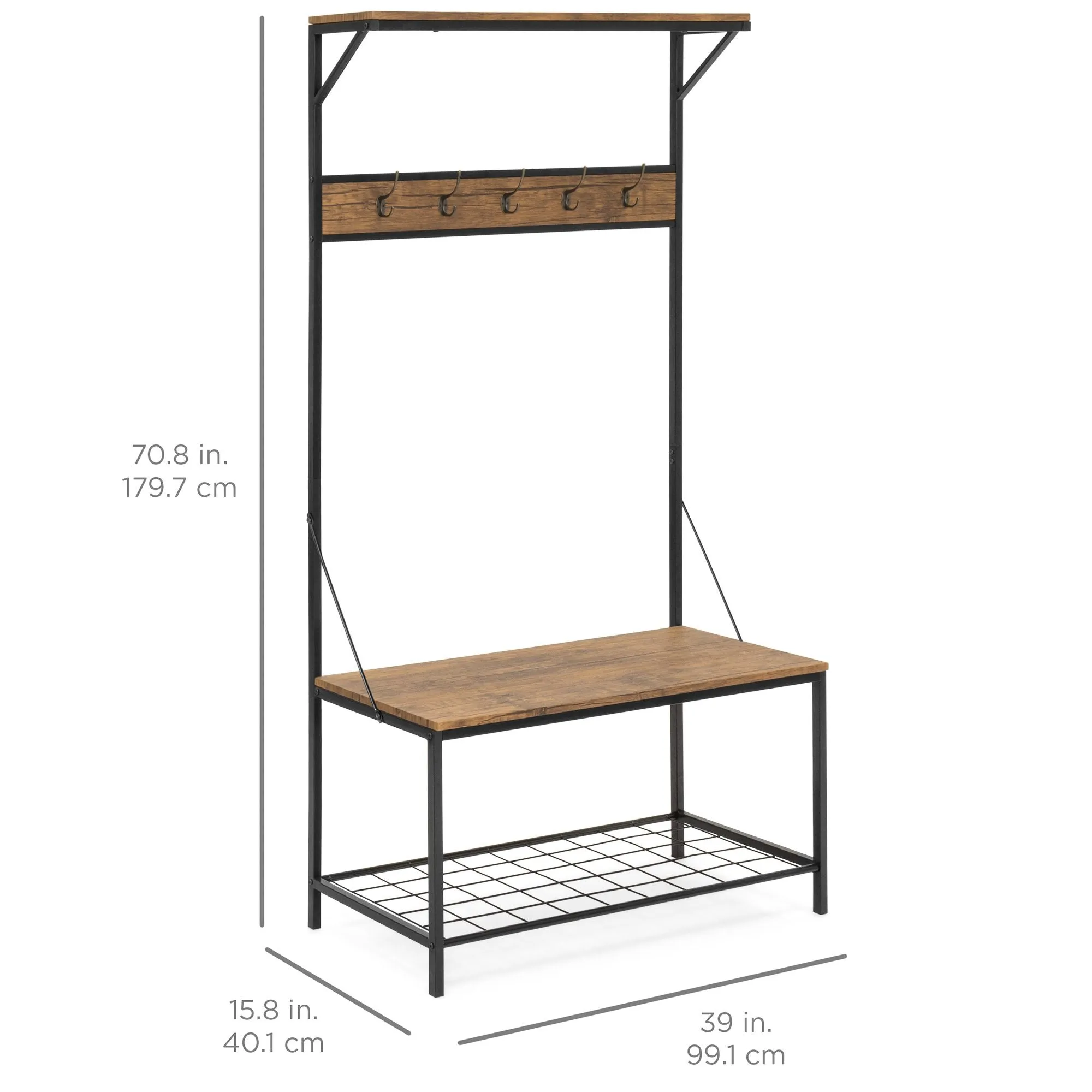 71x39in 3-Shelf Hall Accent Tree Storage Rack