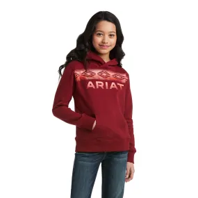 Ariat Children's REAL Serape Rhubarb Red Logo Hoodie 10037974