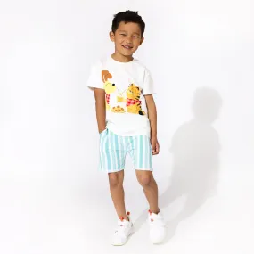 Blue Stripes Bamboo Terry Kids Daywear Shorts