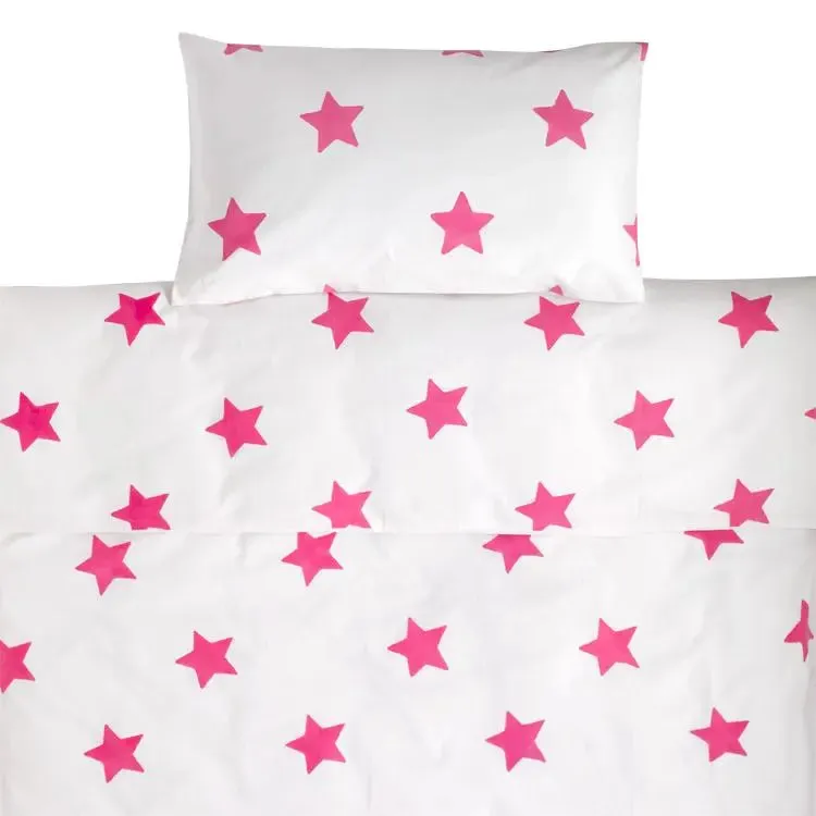 Bright Pink Star Toddler Cot Bed Duvet Set