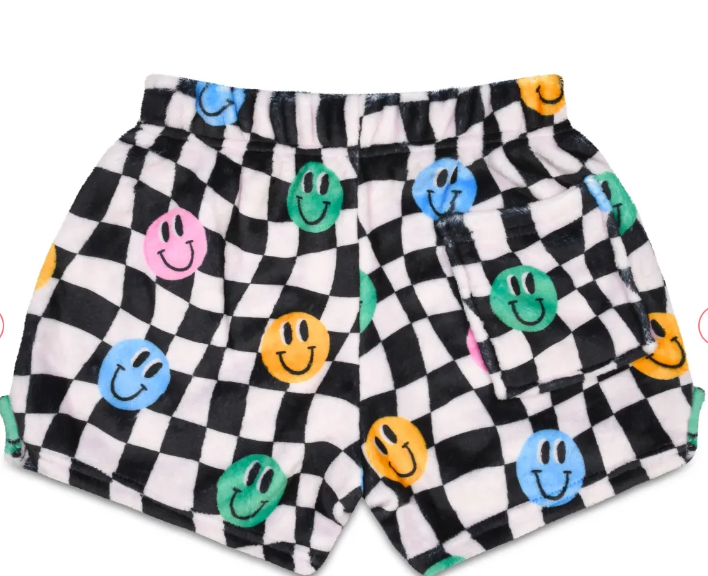 Checkered Smiles Plush Shorts