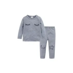 Children’s eyelash cloud print brushed children’s homewear cotton set