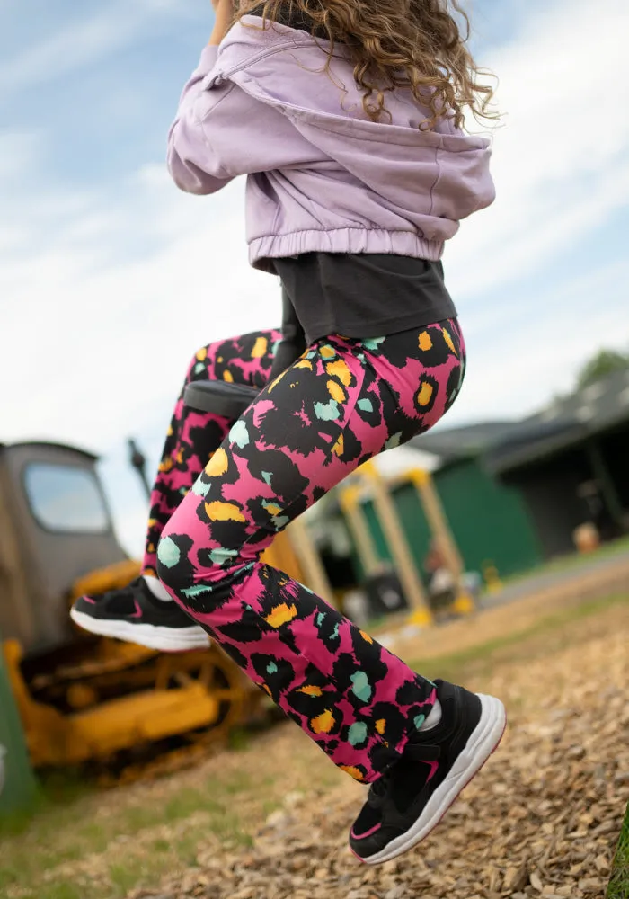 Children's Pink Animal Print Flare Leggings