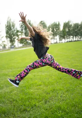 Children's Pink Animal Print Flare Leggings