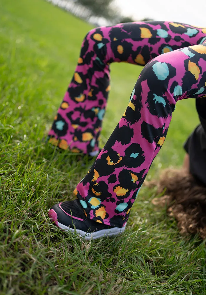 Children's Pink Animal Print Flare Leggings