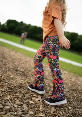 Children's Rainbow Garden Print Flare Leggings