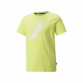 Child's Short Sleeve T-Shirt Puma Power Logo Yellow