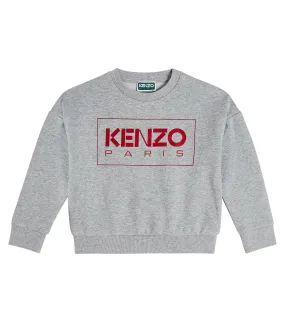 Cotton blend sweatshirt with Kenzo print, gray