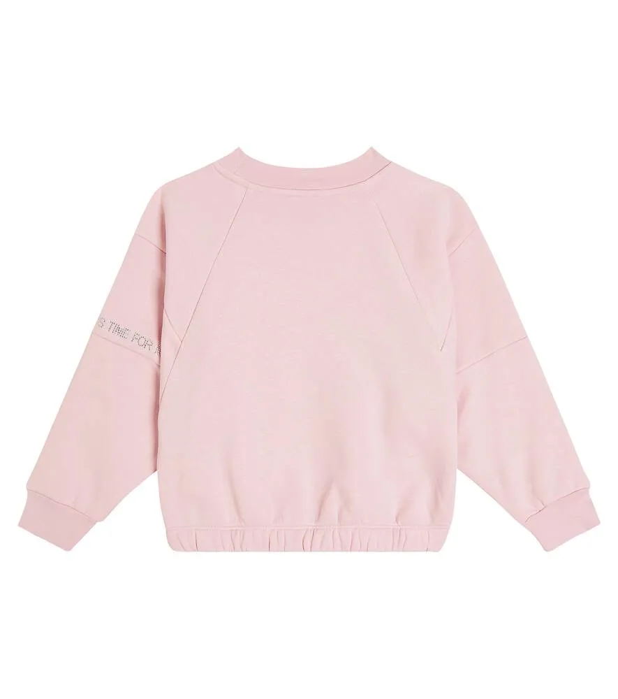 Cotton blend sweatshirt with Monnalisa print, pink