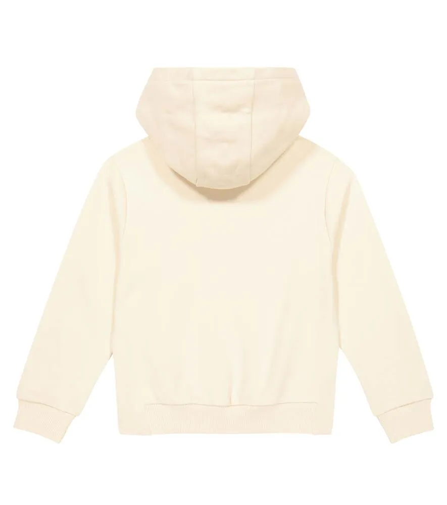 Cotton jersey hoodie with Balmain logo, beige