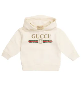 Cotton jersey sweatshirt with baby Gucci Kids logo, white