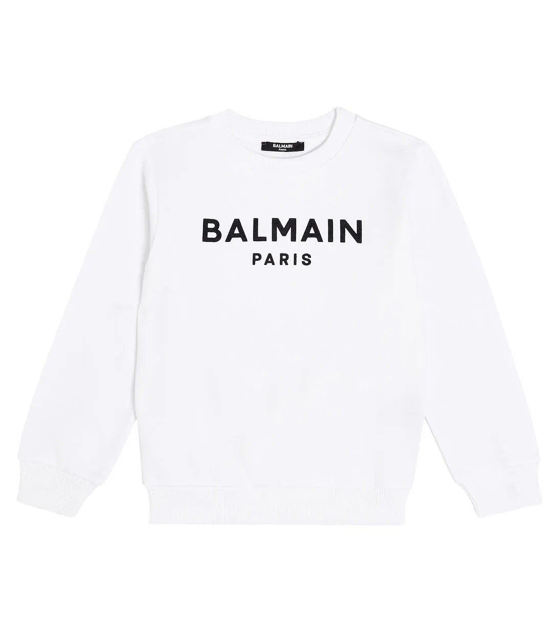 Cotton jersey sweatshirt with Balmain logo, white