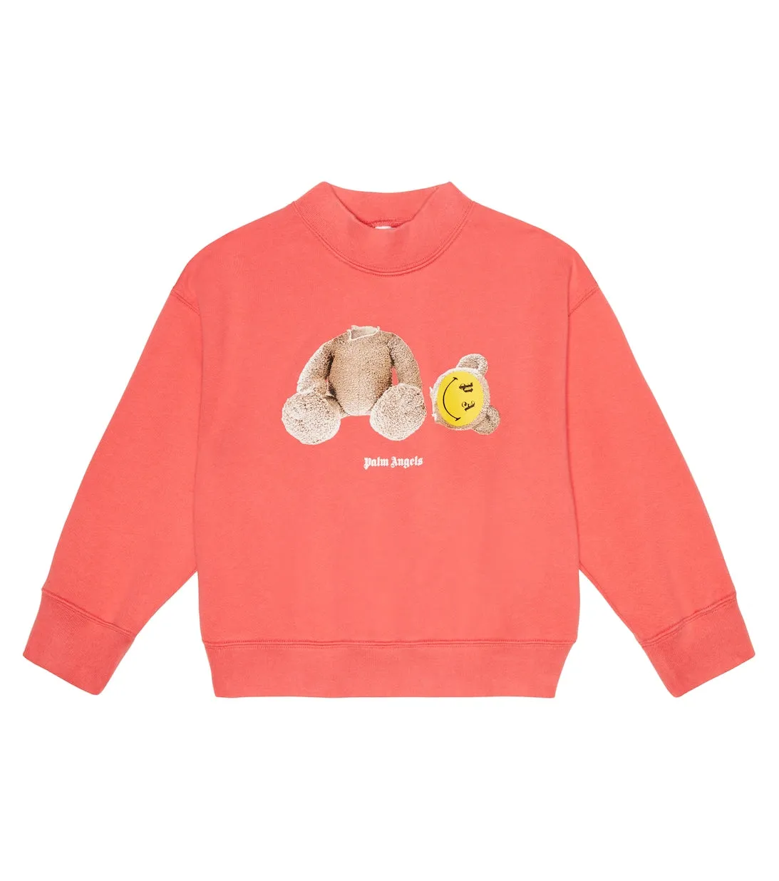 Cotton jersey sweatshirt with Smiley Palm Angels print, pink