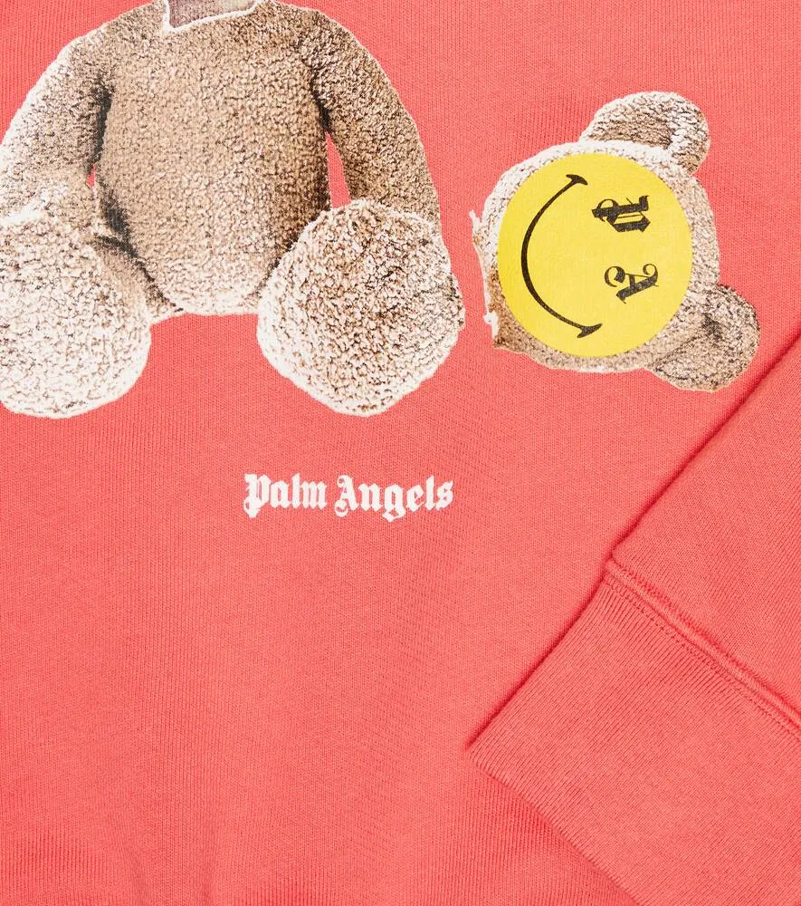 Cotton jersey sweatshirt with Smiley Palm Angels print, pink