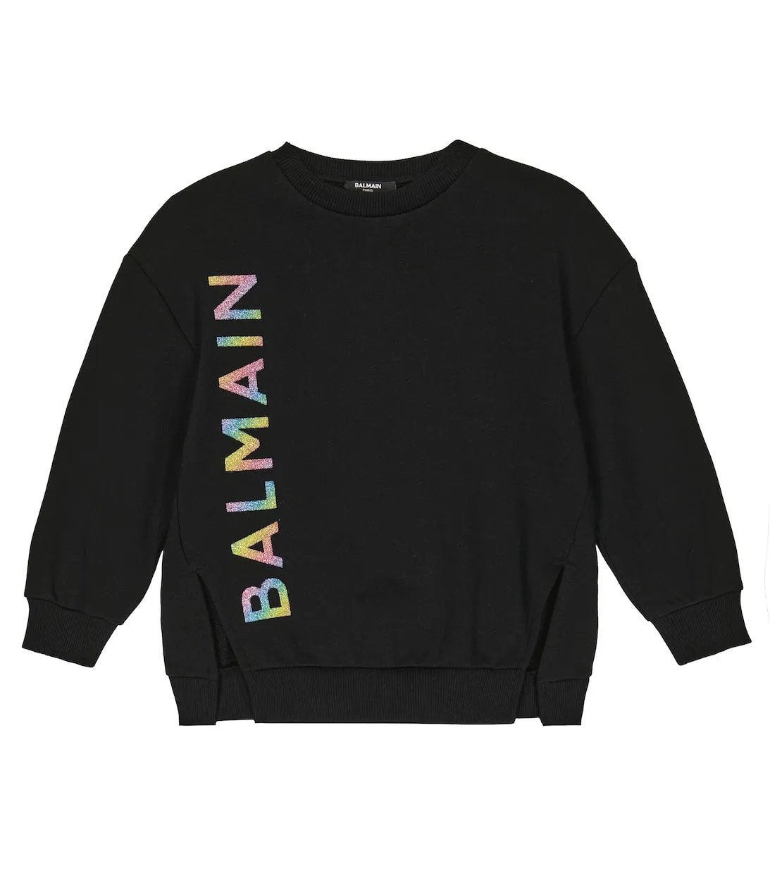 Cotton sweatshirt with Balmain logo, black