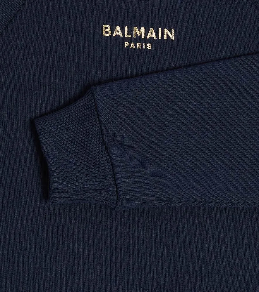 Cotton sweatshirt with Balmain logo, blue