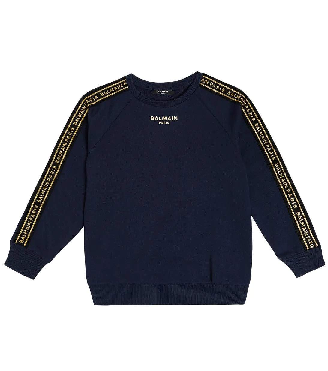 Cotton sweatshirt with Balmain logo, blue