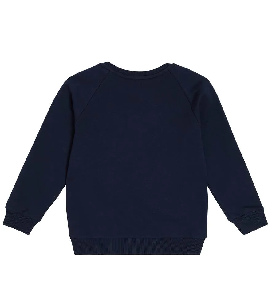 Cotton sweatshirt with Balmain logo, blue