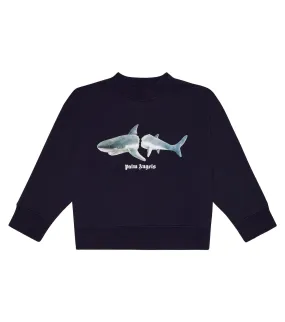 Cotton sweatshirt with Palm Angels print, blue