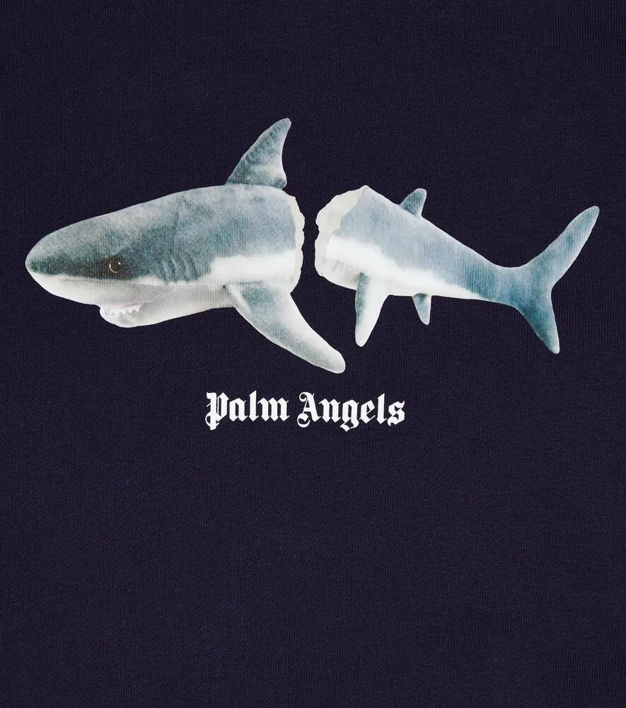 Cotton sweatshirt with Palm Angels print, blue