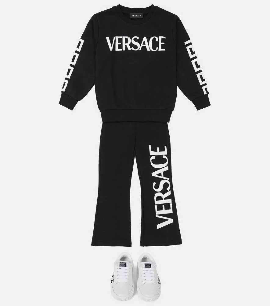 Cotton sweatshirt with Versace logo, black