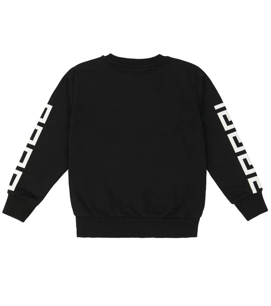 Cotton sweatshirt with Versace logo, black