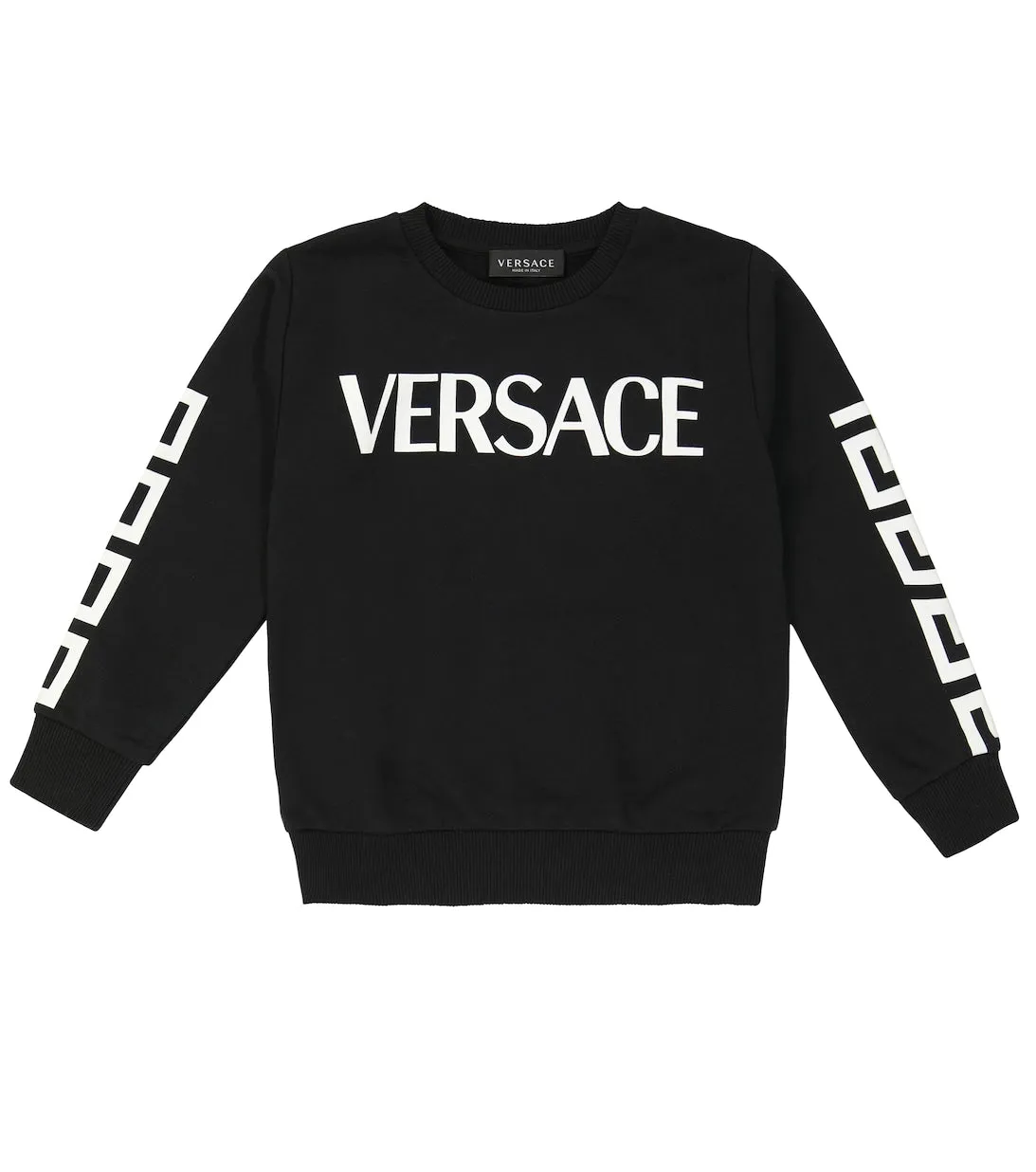 Cotton sweatshirt with Versace logo, black