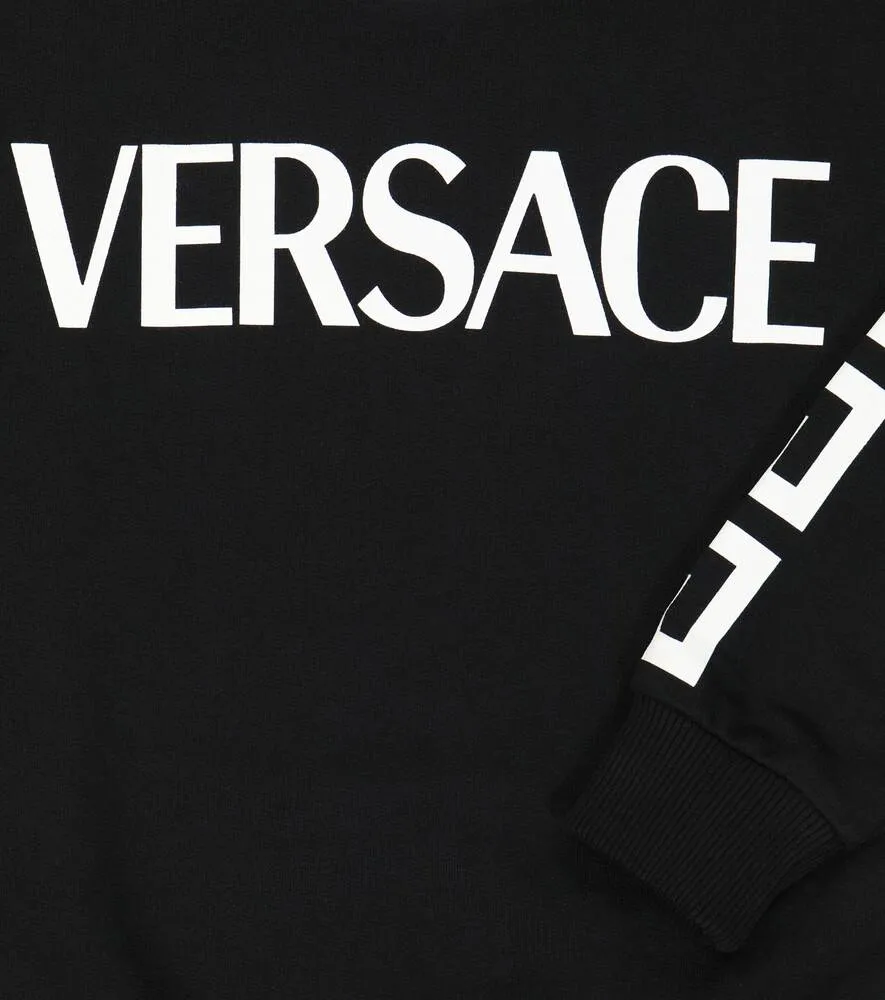 Cotton sweatshirt with Versace logo, black