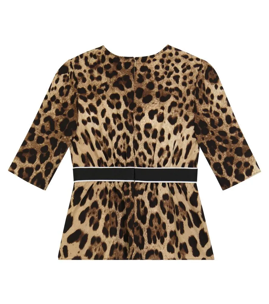 Dolce&Gabbana leopard print silk top, brown