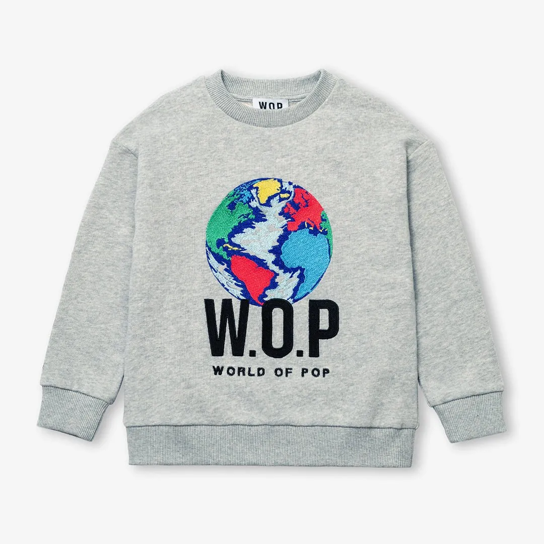 Embroidered sweatshirt for children in organic cotton