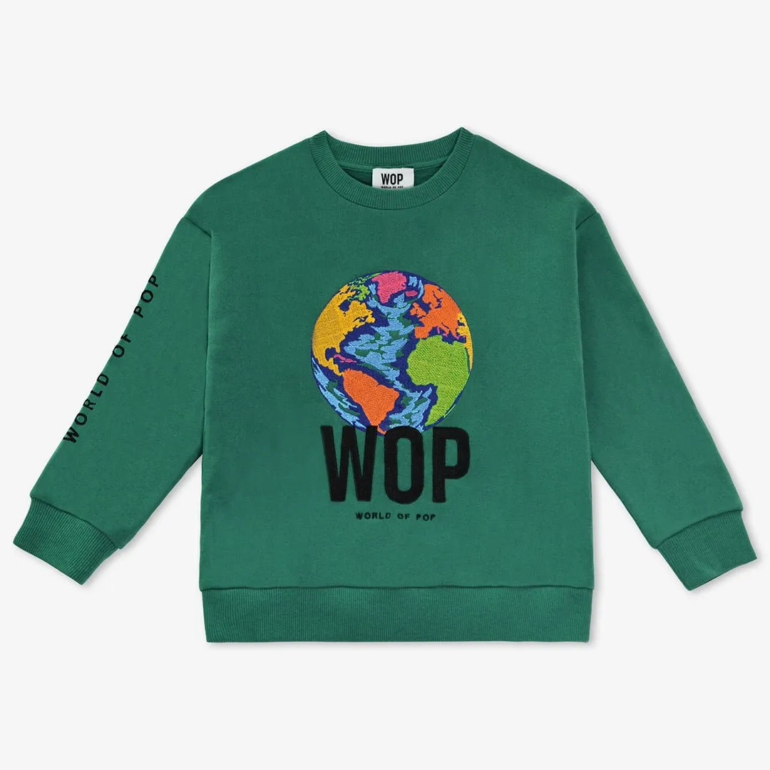 Embroidered sweatshirt for children in organic cotton