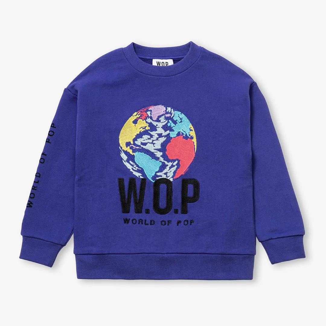 Embroidered sweatshirt for children in organic cotton