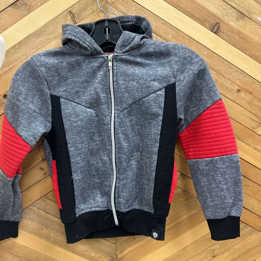 Encrypted Supply Company - Kids Full-Zip Hoodie: Grey/Black/Red-children-5T