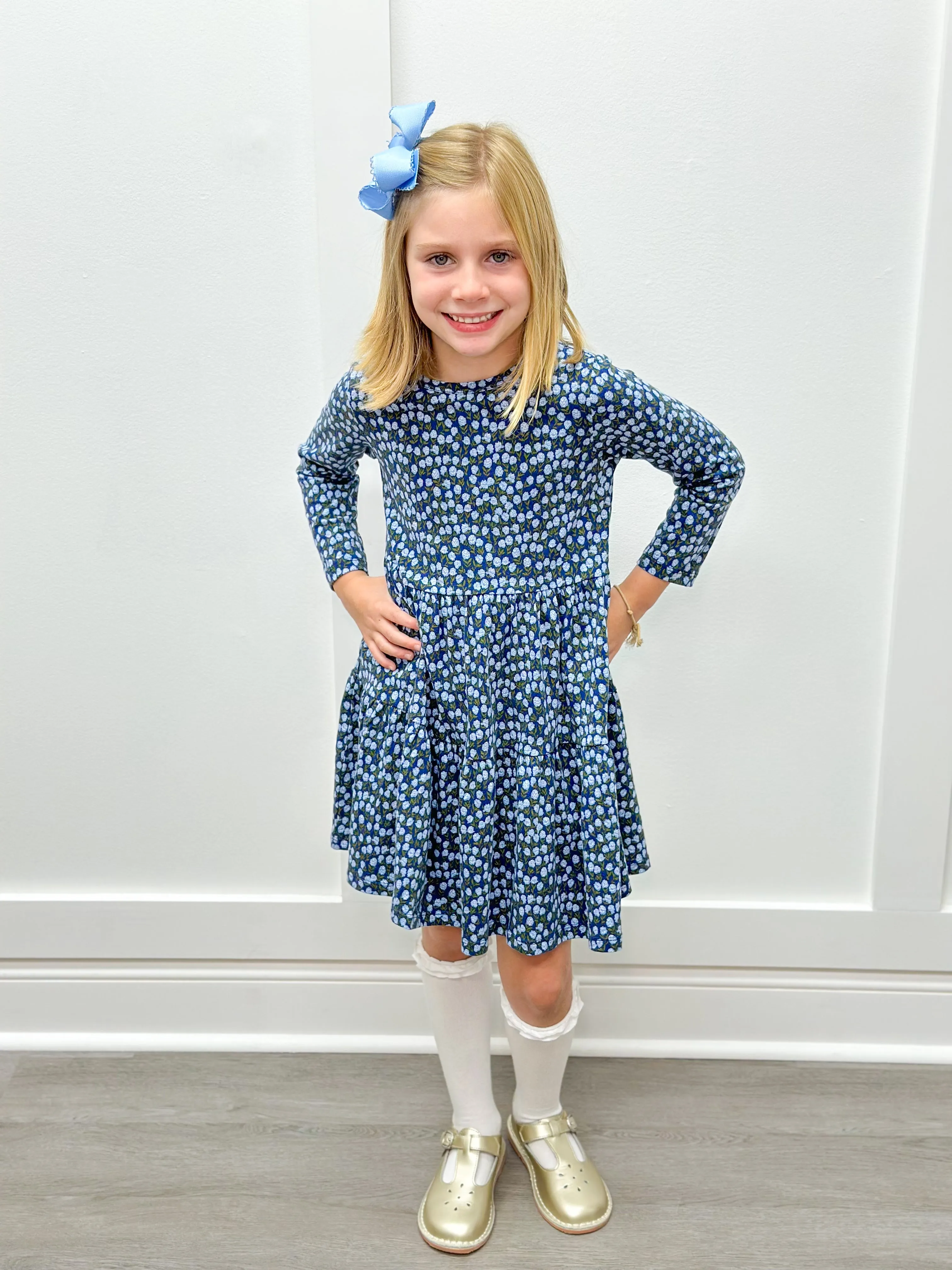 Girls Ashton Dress - Blue Wildflower