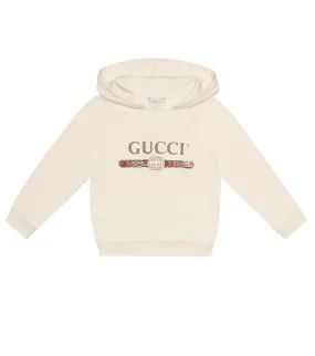 Gucci cotton logo hoodie, white