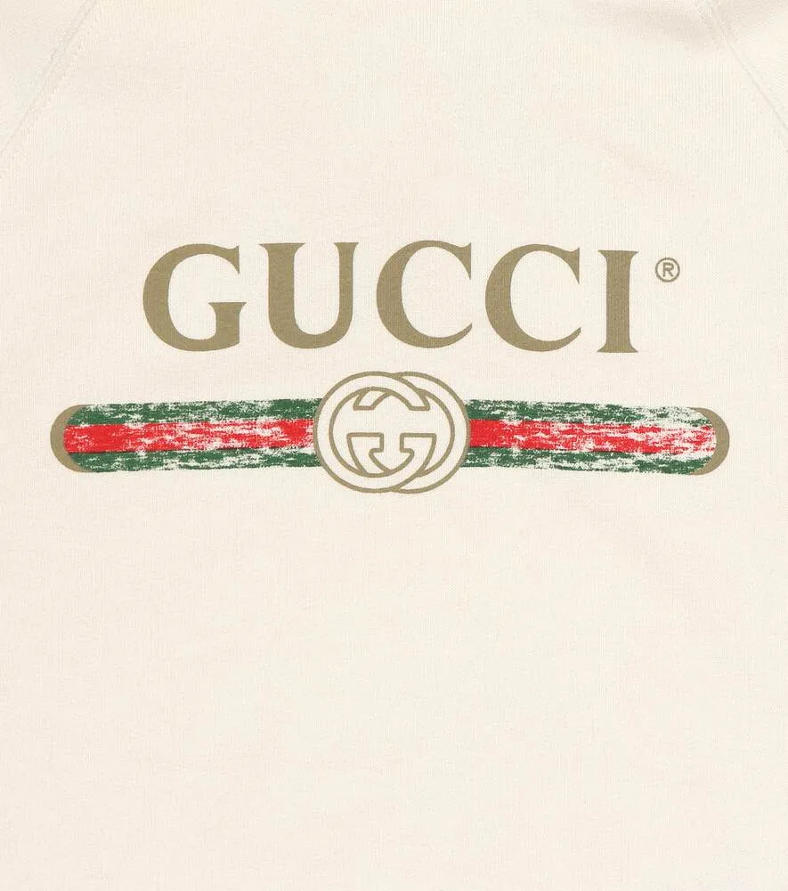 Gucci cotton logo hoodie, white