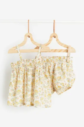 H&M Cotton girls set, 2 pieces, cream/yellow