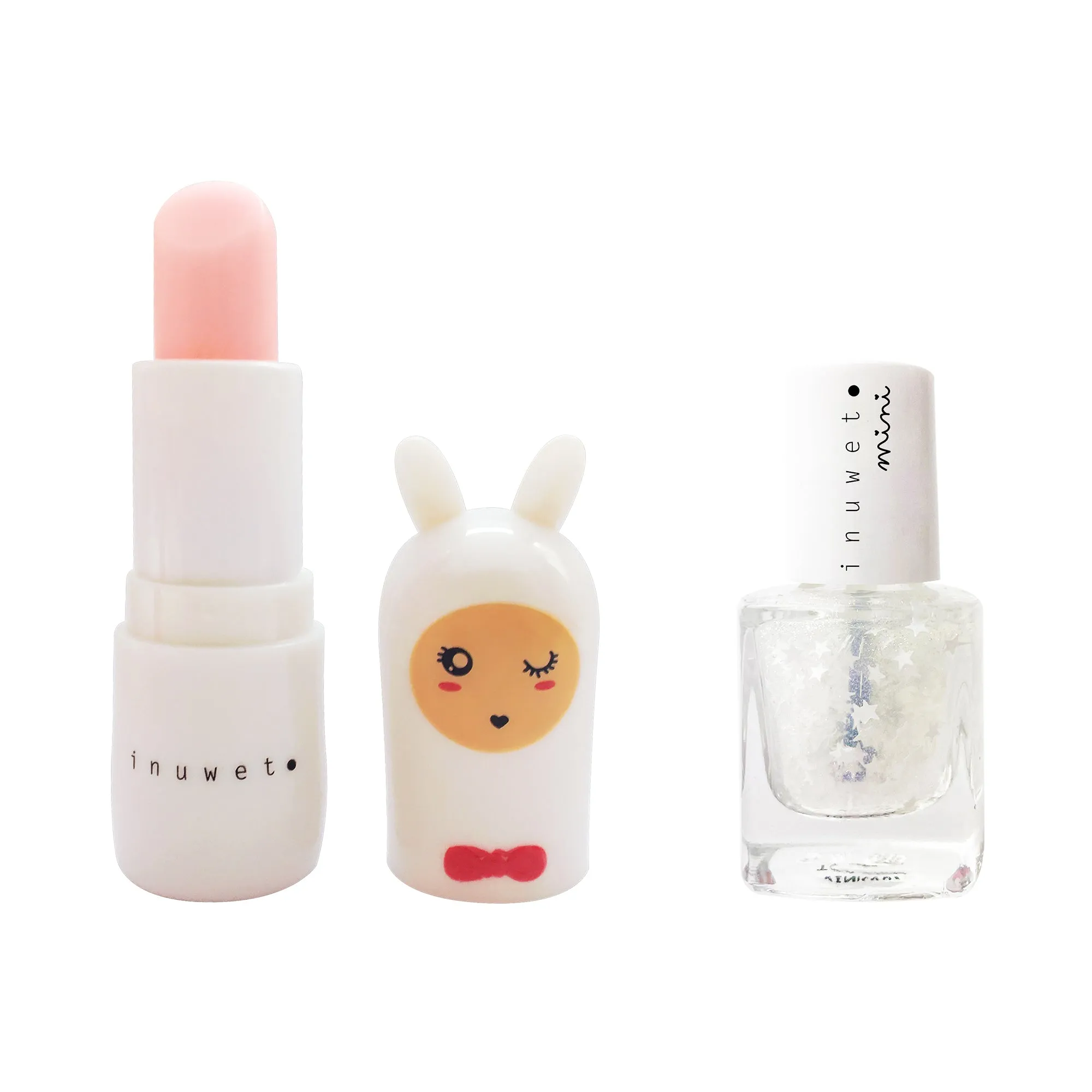 Inuwet Duo White: Lipbalm B10   Nailpolish Top Coat Stars V07