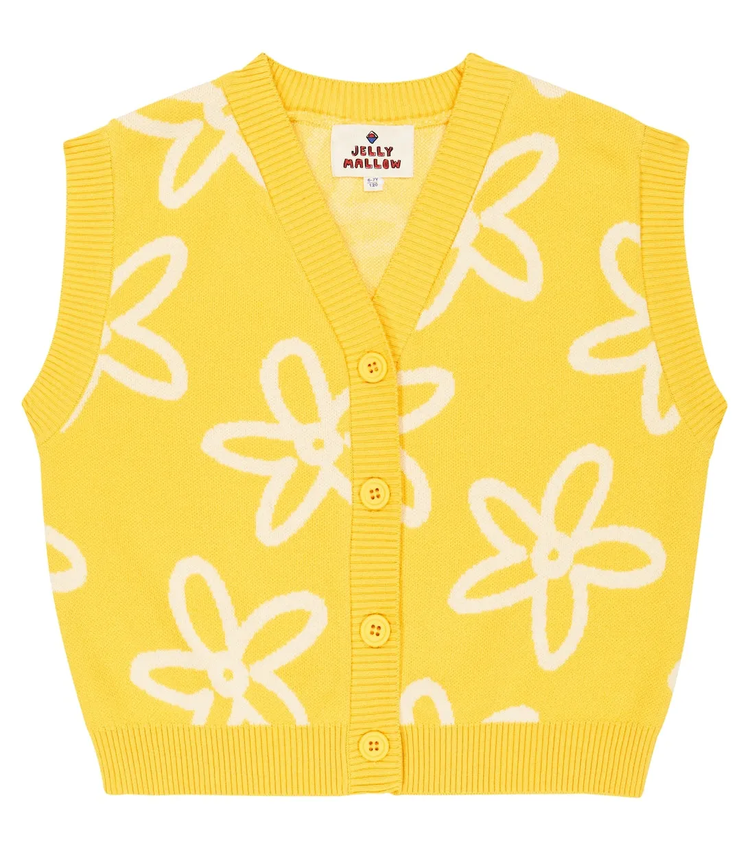 Jellymallow Floral Cotton Sweater, Yellow