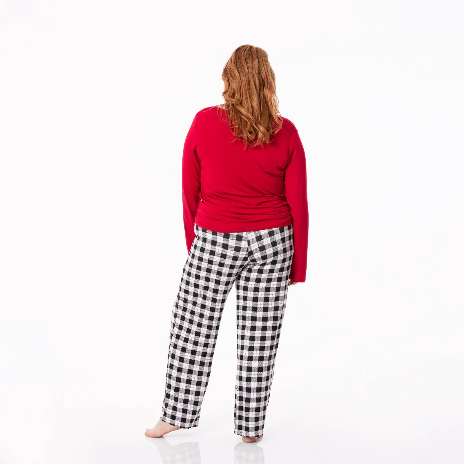 KicKee Pants Midnight Holiday Plaid Women's L/S Loosey Goosey Tee & Pant Set