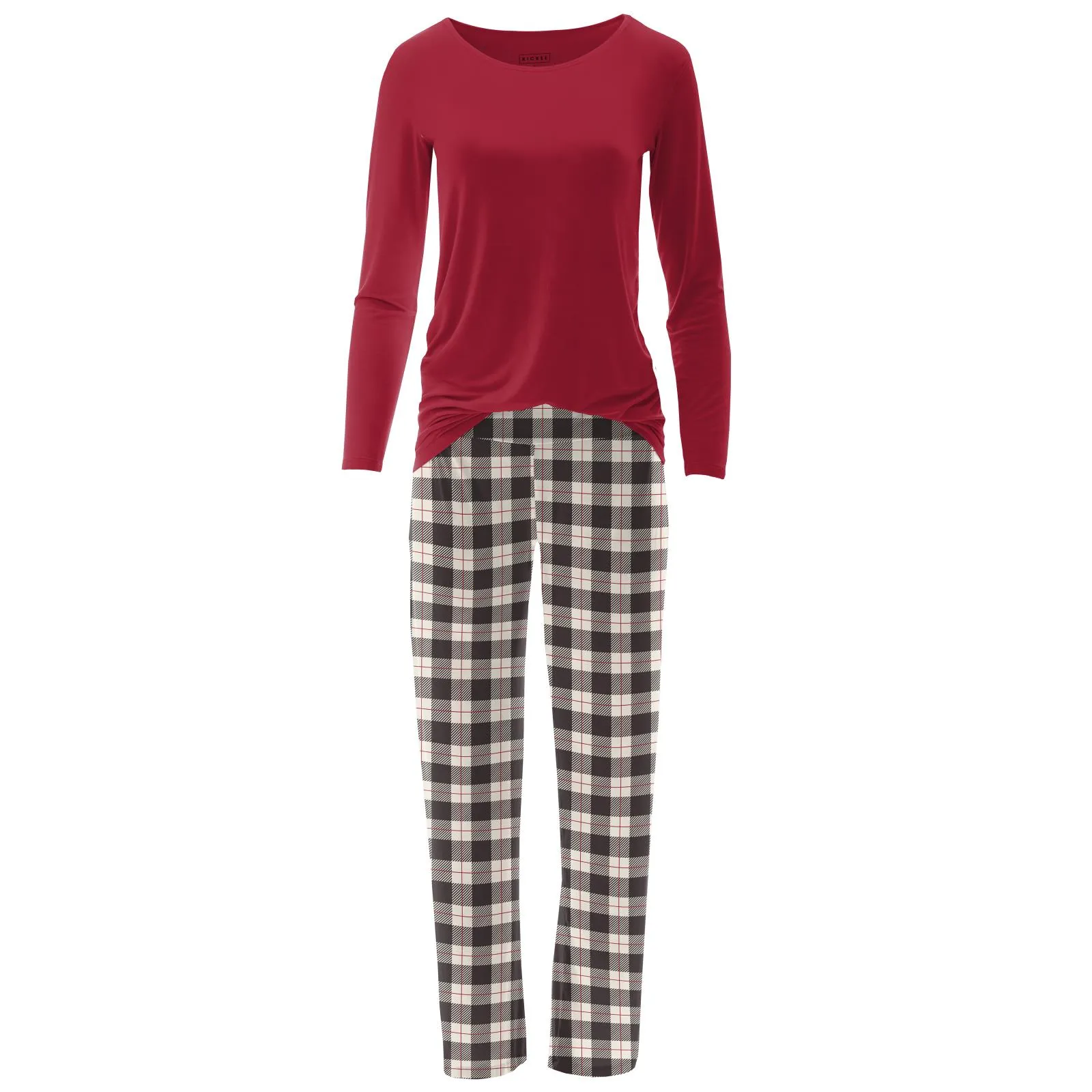 KicKee Pants Midnight Holiday Plaid Women's L/S Loosey Goosey Tee & Pant Set