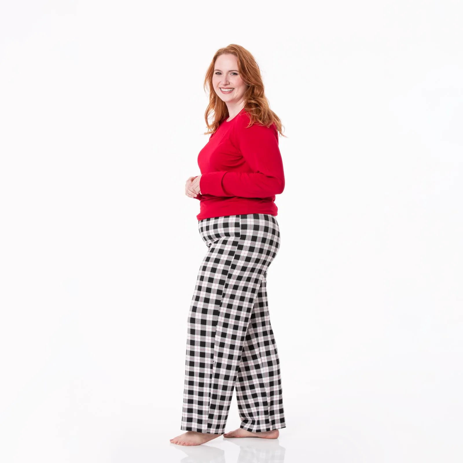 KicKee Pants Midnight Holiday Plaid Women's L/S Loosey Goosey Tee & Pant Set