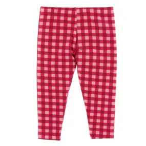 Kickee Pants Print Girls Performance Jersey Legging - Flag Red Gingham