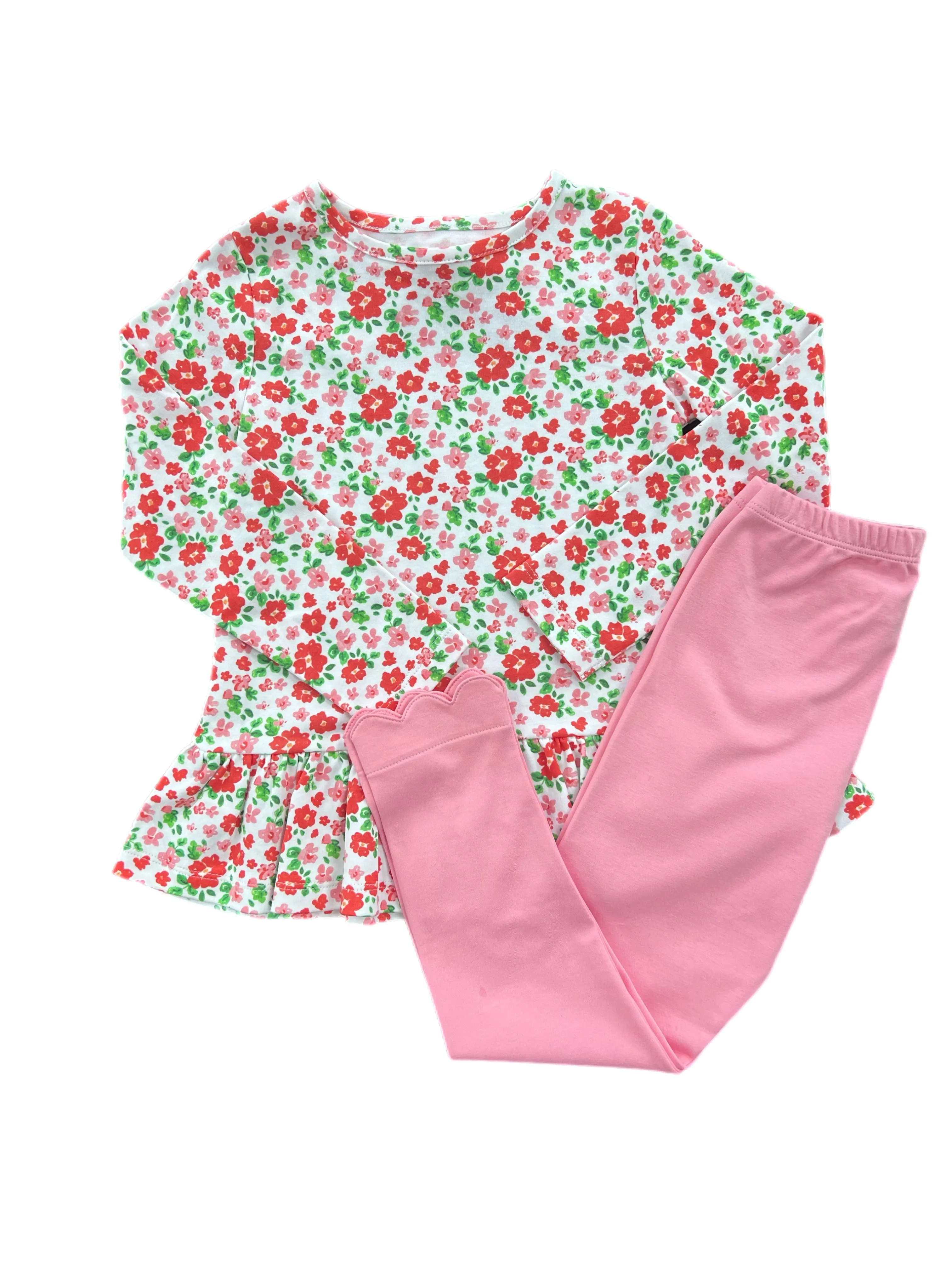 Loren Knit Legging Set - Pink and Red Floral