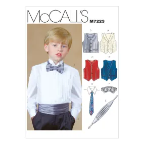 M7223 Children's/Boys' Lined Vests, Cummerbund, Bow Tie and Necktie