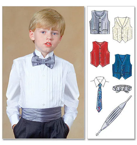 M7223 Children's/Boys' Lined Vests, Cummerbund, Bow Tie and Necktie